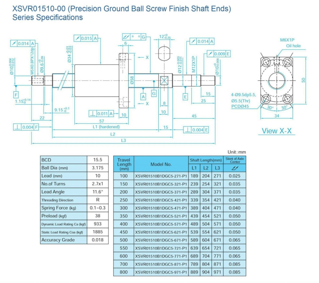 TBI MOTION Ball Screw XSV end machining Series Ball Screw XSV