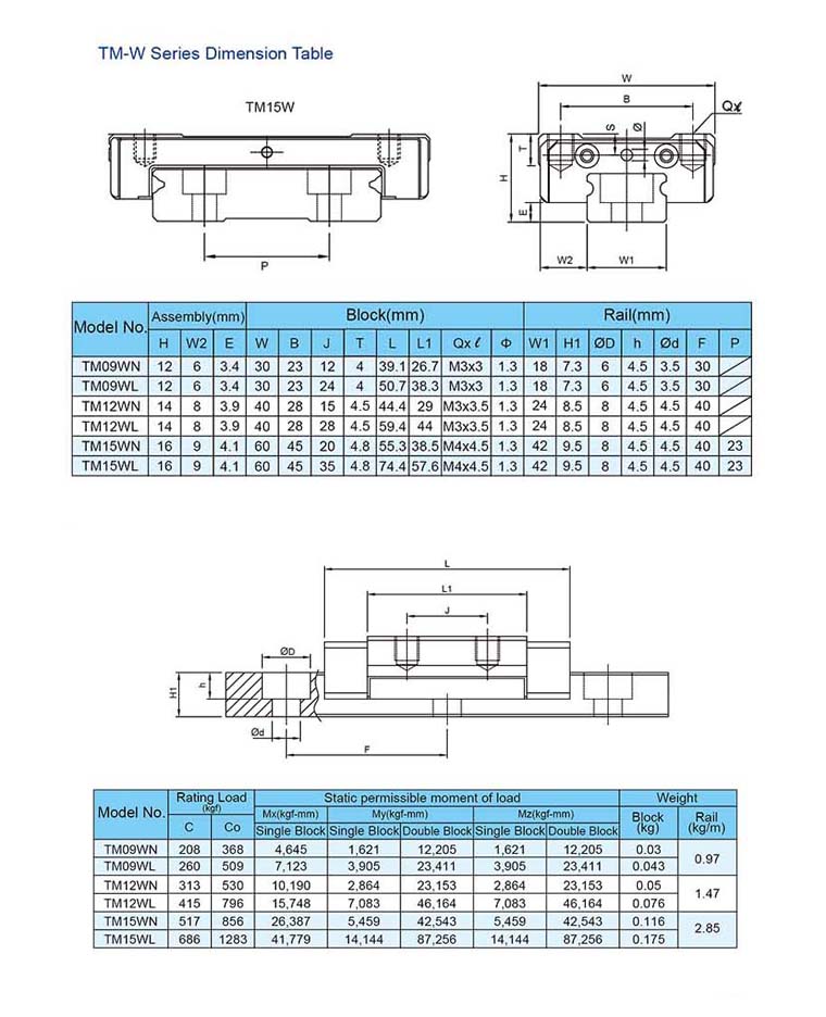 TBI Motion Linear guide TM W catalog