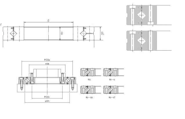 Drawing of RU Crossed Roller Bearings