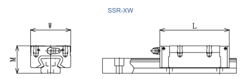 THK SSR XW dimension drawing